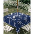thumbnail image 2 of Square Outdoor Tablecloth with Umbrella Hole Navy Blue Anchor Nautical Outside Table Cloth Waterproof Patio Table Cover Coastal Summer Ocean Sea Zipper Tablecloths for Picnic Party Camping 60x60 Inch, 2 of 8