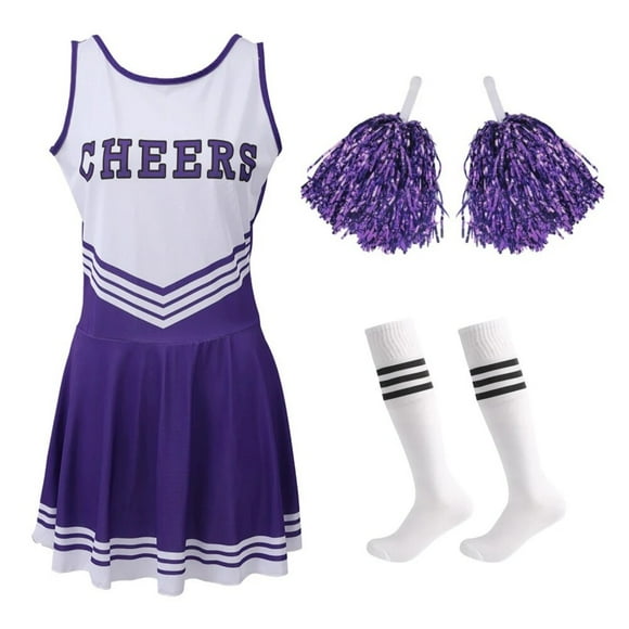 Cheerleader Costume High School Competition Letter Print Dance Uniform Pompoms Sock Cosplay Party Dress Carnival Halloween