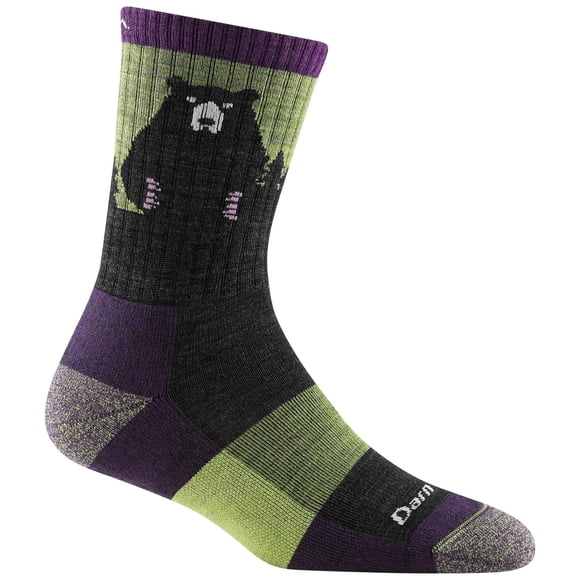 Calcetines Darn Tough Bear Town Micro Crew Lime para mujer, senderismo