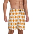 thumbnail image 2 of Uemuo Orange argyle Pattern Men's Short Pajama Pants – Soft & Breathable Lounge Shorts, Elastic Waistband with Pockets, Lightweight Sleepwear for All-Season Comfort-X-Large, 2 of 6