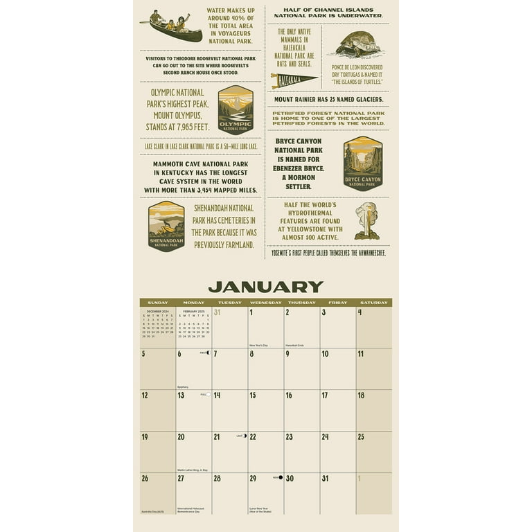 【サイズ交換OK】 National Park Trivia 2025 Wall Calendar - Walmart.com 手帳・カレンダー
