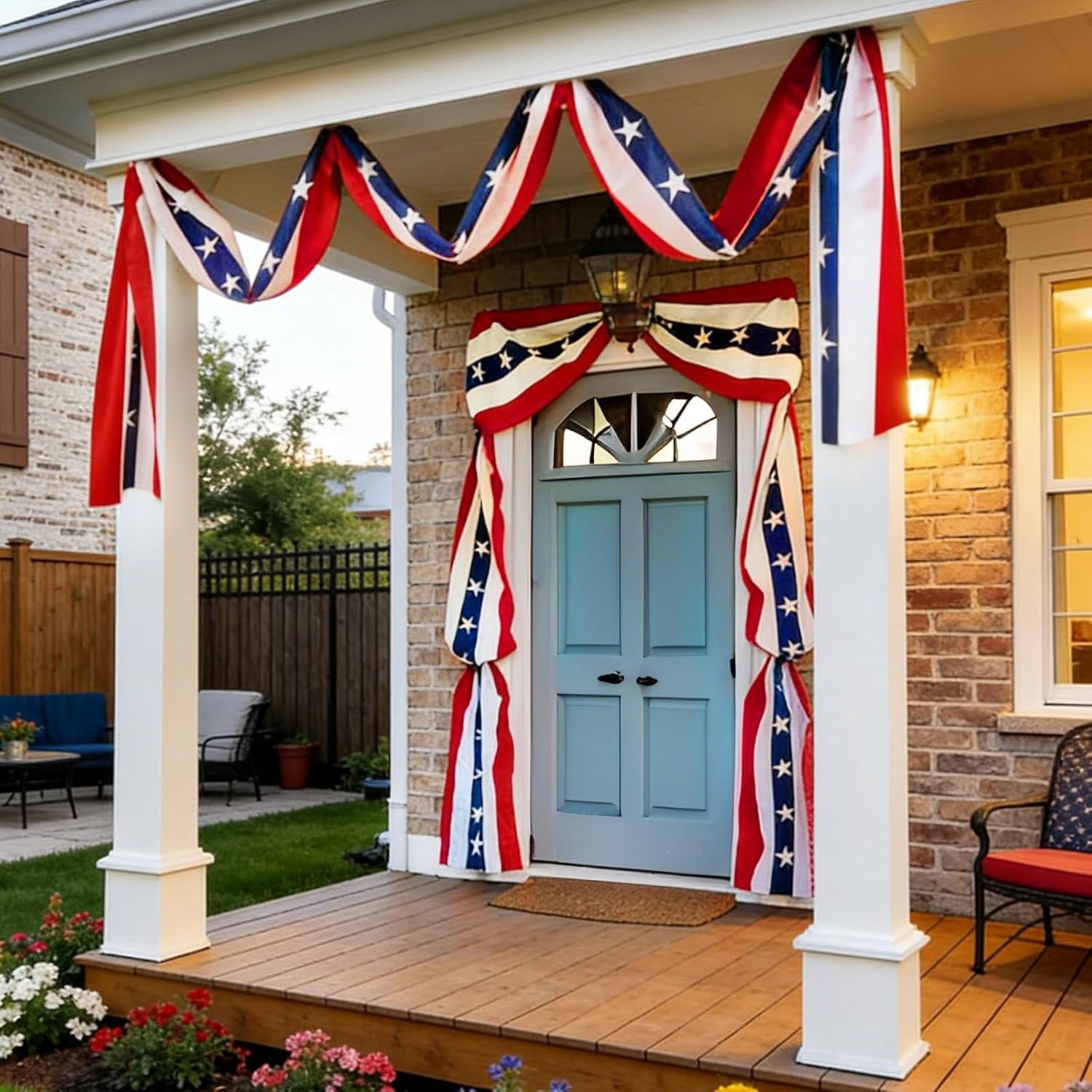 FENLEI 2 Pack 20Ft 4th of July Patriotic Bunting Banner, American Flag Outdoor & Door Decor, 250th Independence Day Decoration