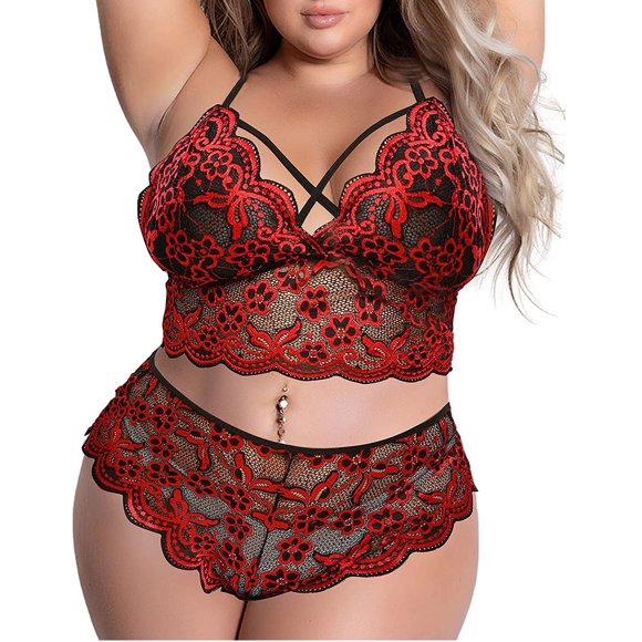 Bra & Brief Sets New Sexy Fashion Lace Lingerie Underwear Sleepwear Steel Ring Pajamas Garter XXXL