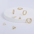 thumbnail image 3 of Alexcraft 14K Gold Plated Hypoallergenic Hoop & Stud Earrings Set with CZ Ball Studs, 6 Pairs (Women's), 3 of 9