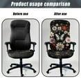 thumbnail image 4 of ZIATUBLES Computer Office Chair Covers Stretchable Soft Desk Chair Protector Cover Removable Washable Computer Chair Dustproof Stylish Chair Slipcover, L, Floral Foliage Butterfly Moon, 4 of 7