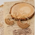 thumbnail image 4 of Raffia Hoop Earrings for Women Girls Fun Boho Summer Beach Earrings Lightweight Handmade Straw Wicker Rattan Dangle Earrings Statement Geometric Round Drop Earrings, 4 of 5