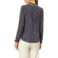 thumbnail image 3 of MODA NOVA Junior's Tie Ruffle Neck Polka Dots Bell Long Sleeves Blouse Blue-Polka Dots M, 3 of 5