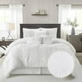 thumbnail image 2 of Nanshing Jennae 7 Piece Shabby Chic Pintuck Comforter Set, White, Queen, 2 of 12