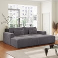 thumbnail image 5 of 102" Oversized Corduroy Sectional Lounge Chaise , Cloud Plush Loveseat with Two Removable Footstool , Fluffy Modern Sleeper Chair ,No Assembly Required, 5 of 18