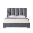 thumbnail image 4 of Contemporary Velvet Upholstered Bed, Solid Wood Frame, High-density Foam, Gold Metal Leg, Queen Size, 4 of 5