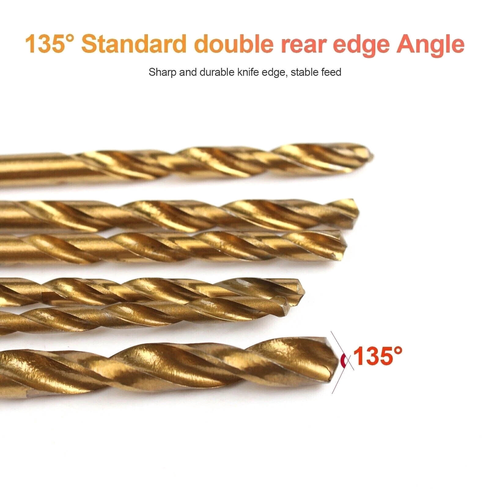 ARCADORA Titanium Coated HSS Drill Bit Set 135 Degree Split Point 1/4 Hex Shank For Metal Wood Plastic DIY Drilling