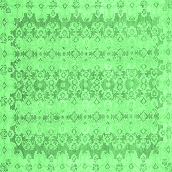 Ahgly Company Indoor Square Abstract Emerald Green Modern Area Rugs, 8' Square