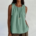 thumbnail image 6 of WHLBF Tank Tops for Women Round Neck Sleeveless Fashionable Solid Color Tie Strap Cotton Linen Top Tank Green M, 6 of 8