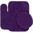 thumbnail image 1 of MK Home Collection 3 Piece Bathroom Rug Set Bath Rug, Contour Mat & Lid Cover Non-Slip with Rubber Backing Solid New (Purple) Purple, 1 of 1