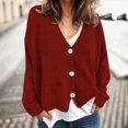 thumbnail image 2 of Arlun Women's Solid Color Knit Sweaters Cardigan 2025 Fall Winter Button down Open Front Casual Loose Sweater Soft Comfortable V-Neck Long Sleeve Outwear Red XL, 2 of 7