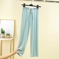 thumbnail image 5 of HBGVBA Women's Wide Leg Pajama Pants,Striped Sleep Pant Drawstring Elastic Waist Casual Loose Fits Loungewear Trousers with Pockets, 5 of 5