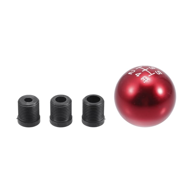 Kit de Pomo de Cambio de Marchas Unique Bargains, Bola Redonda de 5 cm con 3 Adaptadores para Vehículo Manual de 5 Velocidades de Aleación de Aluminio Rojo