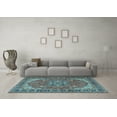thumbnail image 3 of Ahgly Company Indoor Round Medallion Light Blue Traditional Area Rugs, 5' Round, 3 of 4