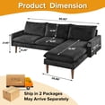 thumbnail image 3 of 85.82" Convertible Sectional Sofa, Modern L-Shaped Couch with Wood Legs, 3-Seater Sleeper Sofa Couches for Living Room, Apartment, Bedroom, Black, 3 of 6