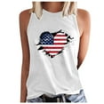 thumbnail image 2 of Wycnly Womens 4th of July Tank Tops Independence Day Patriotic Shirts Loose Fit Racerback Vest Summer Fashion Heart American Flag Print Crewneck Sleeveless Blouse White m, 2 of 5