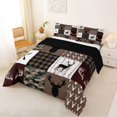 thumbnail image 2 of Castle Fairy Rustic Deer Hunting Full Size Comforter Sets 3-Piece,Vintage Checkered Camo Bedding Comforter Set,Gray Black White,Black Reversible,1 Comforter and 2 Pillowcases, 2 of 6