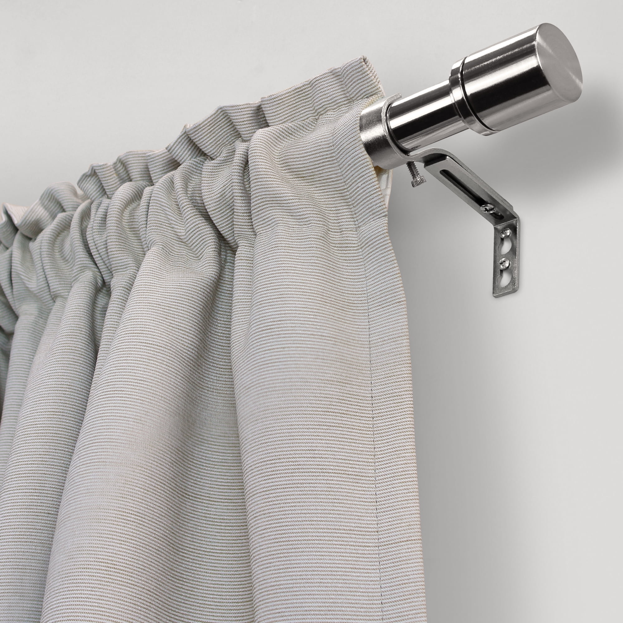 Better Homes & Gardens 1" Brushed Nickel Cylinder Adjustable Curtain Rod, 42-120"