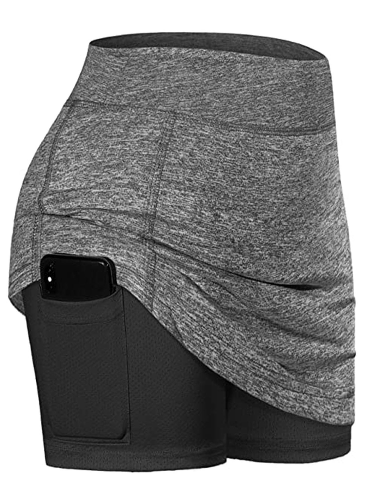 Yaavii Womens Sport Tennis Skirt Inner Shorts Elastic Waist Athletic Skort with Pocket Running Workout
