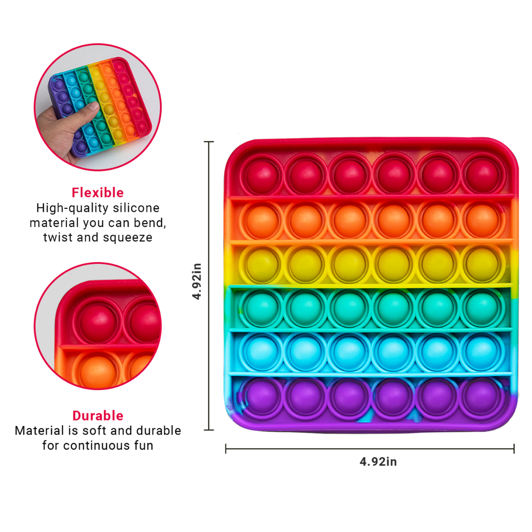 Fidget Game Rainbow Pop Bubble Sensory Mats 4-Pack – Stress Relief Toys for Kids, Toddlers, Boys, Girls & Adults