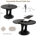 thumbnail image 2 of Virans 43.3"-59" Extendable Round Dining Table for 6-8,Kitchen Dining Table with Double Curved Base & Back Panel Buckle Top,Modern Circle Dinner Table for Kitchens,Dining Rooms,Living Rooms,Black, 2 of 9