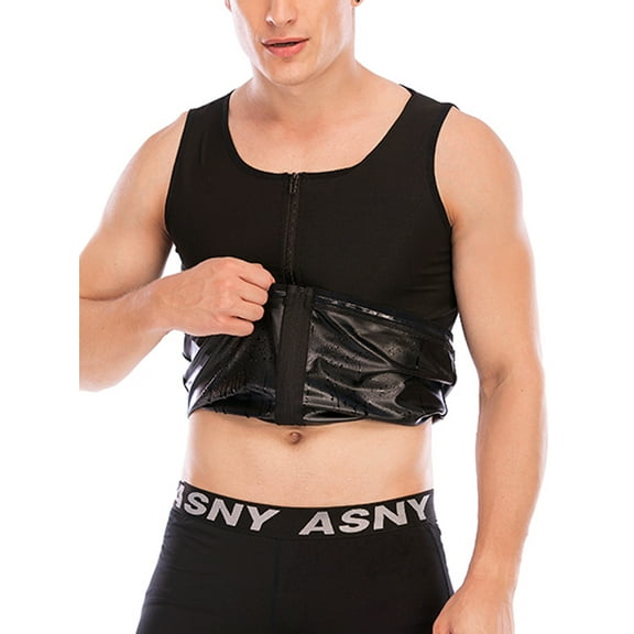 FUTATA Men's Waist Training Vest Sauna Slimming Vest Neoprene Zipper Sauna Tank Top Workout Sweat Shirt