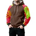 thumbnail image 4 of Men’s Long Sleeve Pullover Hoodie with Camouflage Pattern Raglan Sleeves and Adjustable Drawstring Hooded Sweatshirt Light Brown L, 4 of 5