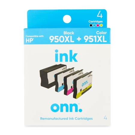 onn. Remanufactured Ink Cartridges  HP 950XL Black + 951XL Color  4 Cartridges