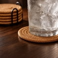 thumbnail image 4 of 4 Pack Round Cotton Yarn Woven Placemats, Linen Heat Resistant Table Trivets, Insulating Dish Coaster Set, Matching Storage Rack Included For Kitchen Dining Table Decor, 4 of 5