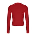 thumbnail image 7 of Akmaiox Long Sleeve Shirts for Women, Solid Color Crew Neck Trendy Going Out Tops, Slim Fitted Base Layer Undershirts Stretchy Basic Tees, 7 of 7