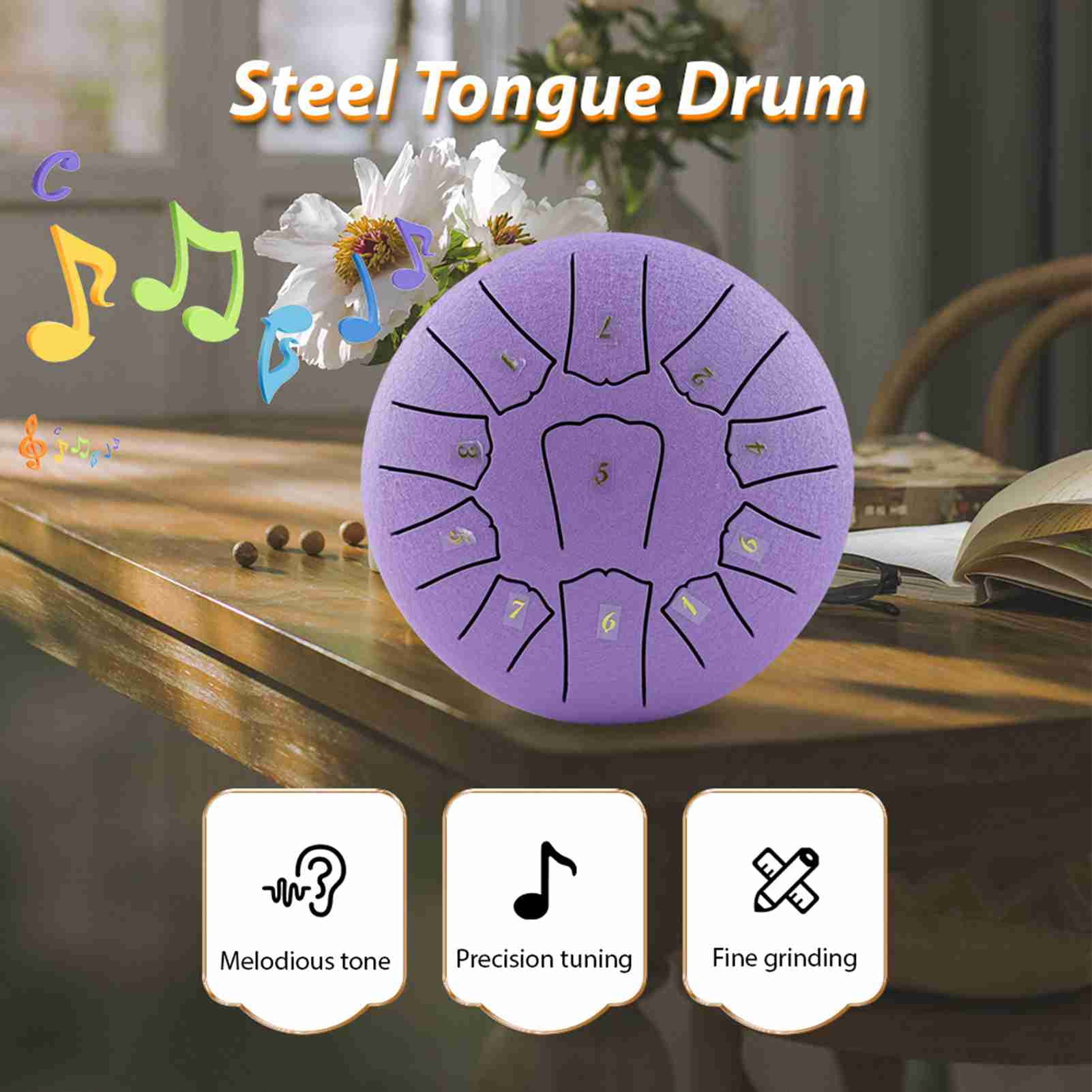 drums Drum Steel Tongue Drum 6 Inch 11 Notes D Key Percussion Instrument Portable with Drum Mallets for Meditation Yoga Beginners Majors Family Friends Christmas Gift Handpan