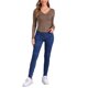thumbnail image 2 of Camisetas Henley de punto acanalado ajustadas de manga larga con botones y escote en V para mujer INSPIRE CHIC M Marrón, 2 of 6