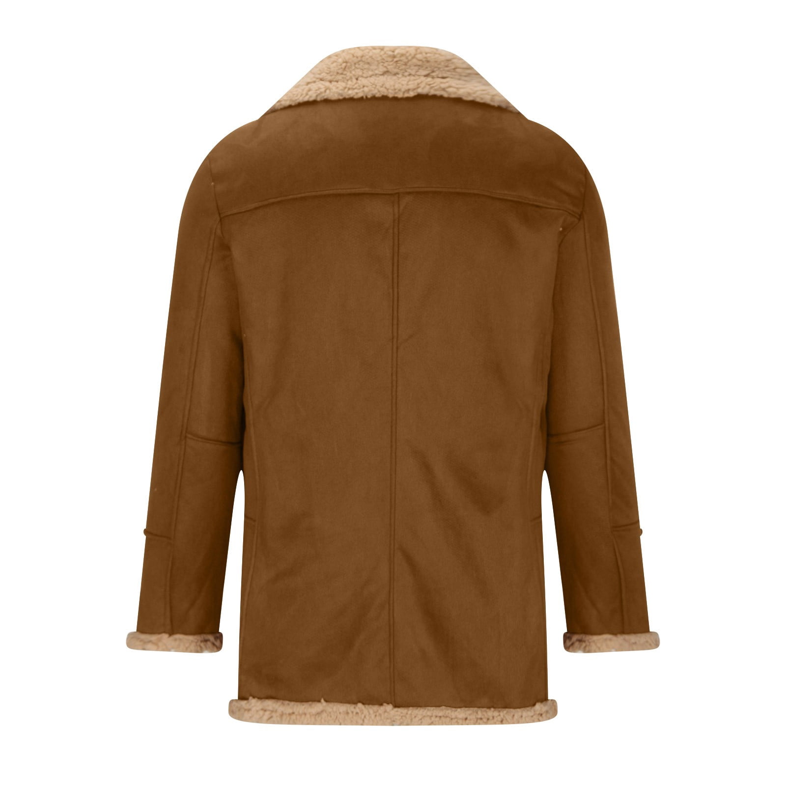 Dovford Men's Lamb Wool Bomber Coat Faux Leather Sherpa Fleece Lined Jackets Heavyweight Suede Trench-Coat