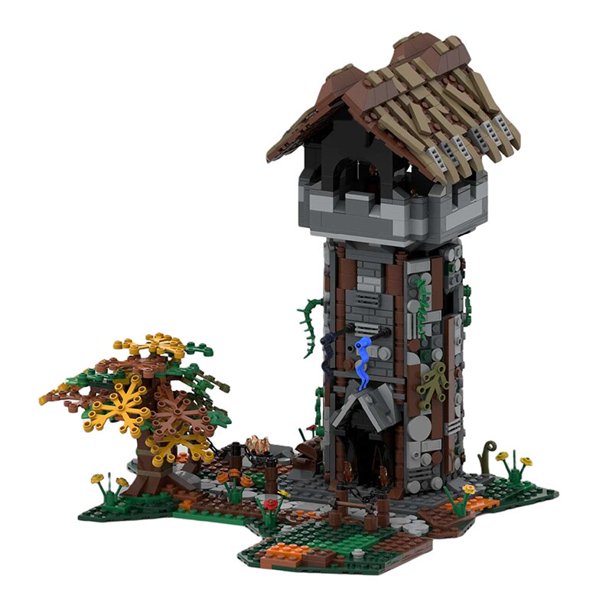 Bloques de construcción del castillo de la torre del reloj para niños, juguete de ladrillos para armar Castillo de la fortaleza Medieval, vista de la calle, ideal para regalo