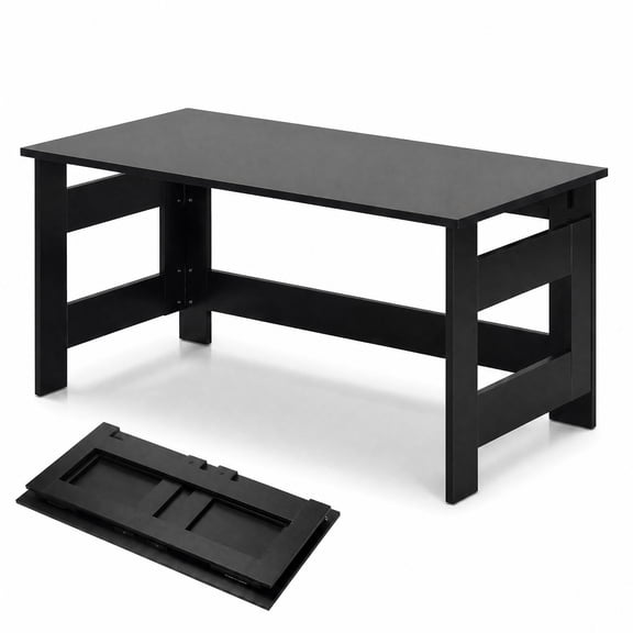Furnibear Portable Low Floor Table with Foldable Legs Space Saving Folding Coffee Table for Living Room Dining Reading Gaming, Black