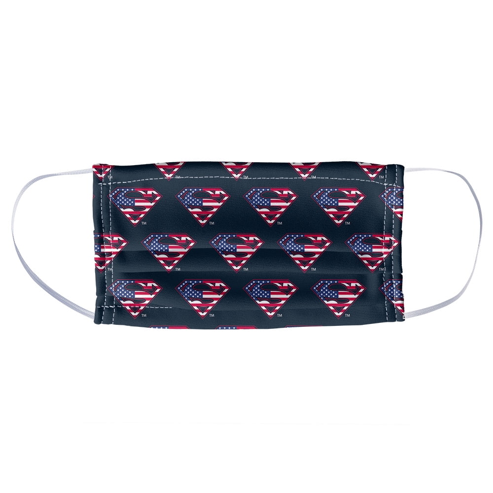 Superman USA American Flag Shield Logo Pattern 1-Ply Reusable Face Mask Covering, Unisex