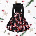 thumbnail image 1 of Vestido de Navidad para mujer Yinane Vestido de manga larga impresa con estancamiento de invierno 2 XXL, 1 of 7
