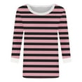 thumbnail image 4 of Fancifize Women Striped Tops 3/4 Sleeve Crew Neck Blouse Color Block Shirt Casual Loose Fall Fashion Outfits, 4 of 5