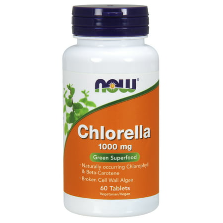 NOW Supplements, Chlorella 1000 mg with naturally occurring Chlorophyll, Beta-Carotene, mixed Carotenoids, Vitamin C, Iron and Protein, 60