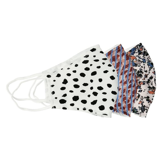 Multi Color Poly Silk Cloth Face Mask Metal Nose Clip Filter Pocket 3 Pack