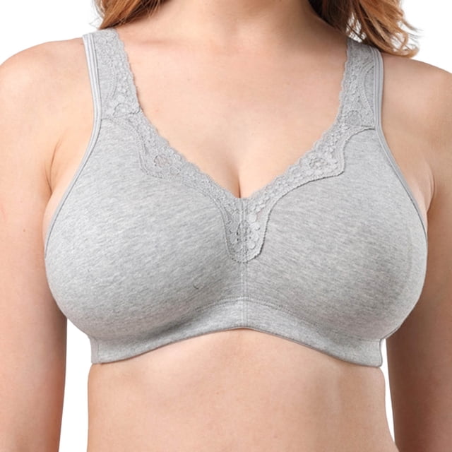 Womens Large Breathable, Sweat-Absorbing, Collated, Lace, Pure Cotton Comfortable Bra