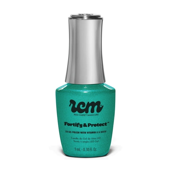 Red Carpet Manicure Fortify & Protect Teal Shimmer Gel Polish for Strong, Healthy Nails - Infused with Vitamin A & Biotin - (Teal We Meet Again) Led Nail Gel Color, 0.3 Fl Oz