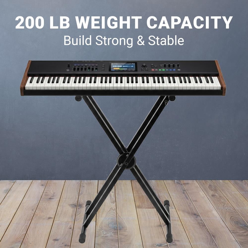 Lectronify Double-X Keyboard Stand with Clutch Lock, Adjustable Height, Heavy-Duty Metal Construction, 200 lb Capacity, Non-Slip Rubber Support, Foldable Design