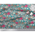 thumbnail image 2 of Soimoi Rayon Fabric Artistic Flower & Square Geometric Print Fabric by Yard 56 Inch Wide, 2 of 3
