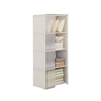 Btomtd Floor Standing 4-Tier Storage Cabinet, Clothing Rack and Bookshelf Organizer, Freestanding Shelving Unit for Bedroom and Living Room 16"W x 11"D x 49"H, White