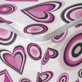 thumbnail image 4 of Love Rectangle Pouf, Pink Hearts and Circles Doodle Style Romantic Floral Design, Under Desk Foot Stool for Living Room Office Ottoman with Cover, 25", Pink Black White, by Ambesonne, 4 of 4